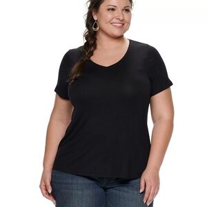 EVRI V-Neck Modern Tee Shirt NWT NEW Black 2X